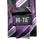 Gravata elegante de seda listrada para homens, gravata de casamento para negócios, moda designer de gravata, abotoadura manual, roxa e branca, gravata