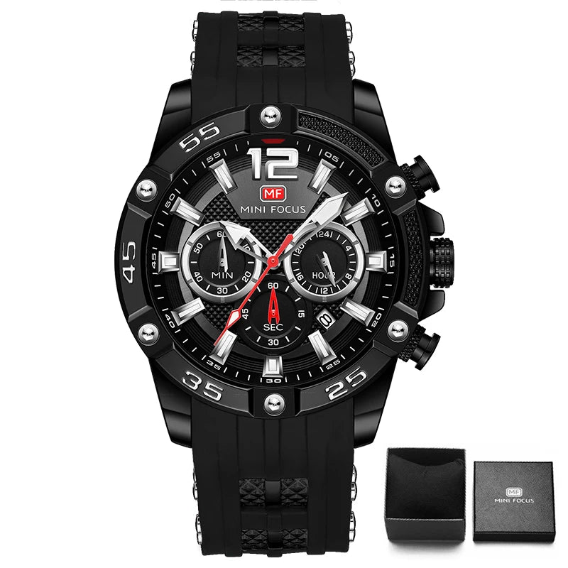 Mini foco laranja relógio para homem militar esporte cronógrafo relógio de pulso de quartzo com pulseira de silicone à prova dwaterproof água luminosa mãos 0349