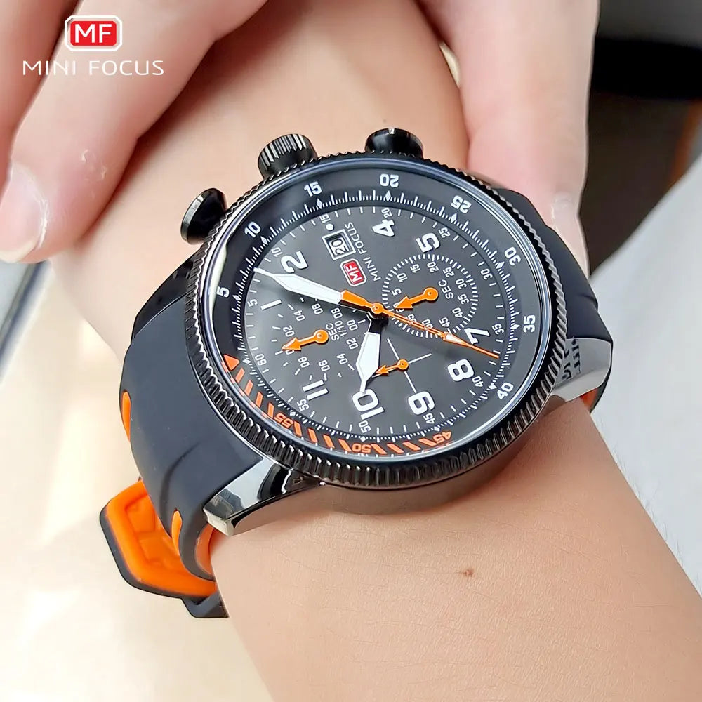 Mini foco esporte relógio de quartzo para homens moda à prova dwaterproof água cronógrafo relógio de pulso com pulseira de silicone azul data automática luminosa 0379
