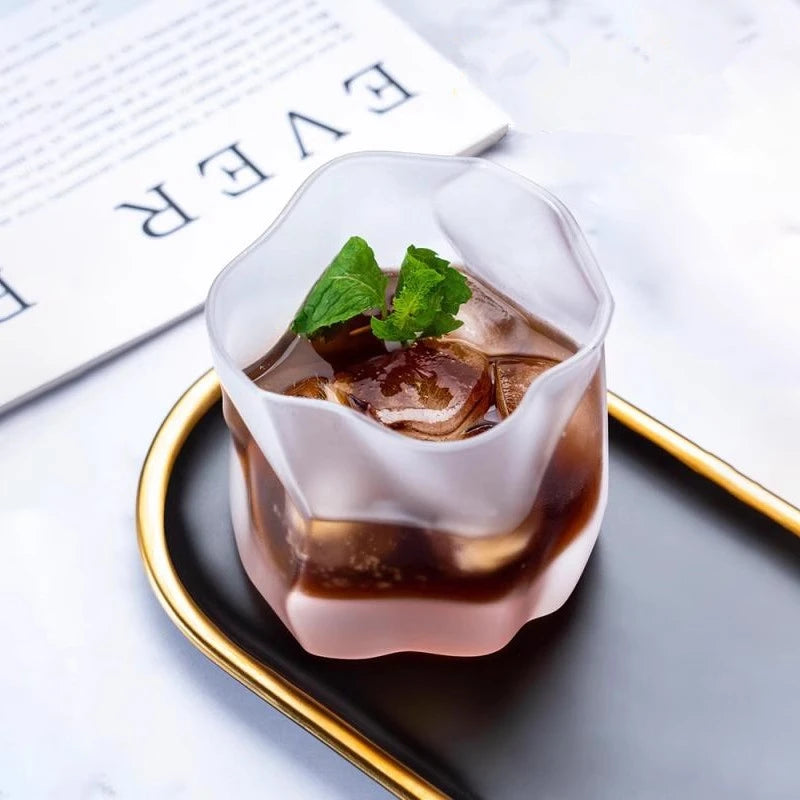 Japonês edo designer amassado papel forma irregular cristal facetado der whiskybecher uísque rocha vidro arte copo de vinho