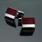 Camisa francesa Abotoaduras Material De Cobre, Abotoaduras Rectangulares Vinho Vermelho Esmalte, Acessórios de Moda, Atacado