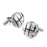 Abotoaduras de camisa francesa masculina, material de cobre redondo, abotoaduras de mudança de marcha de carro, acessórios de roupas da moda, atacado