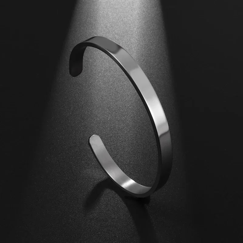 Pulseira de punho simples brilhante de dupla camada de aço inoxidável adequada para homens e mulheres pulseira de punho de duas cores joias de casal