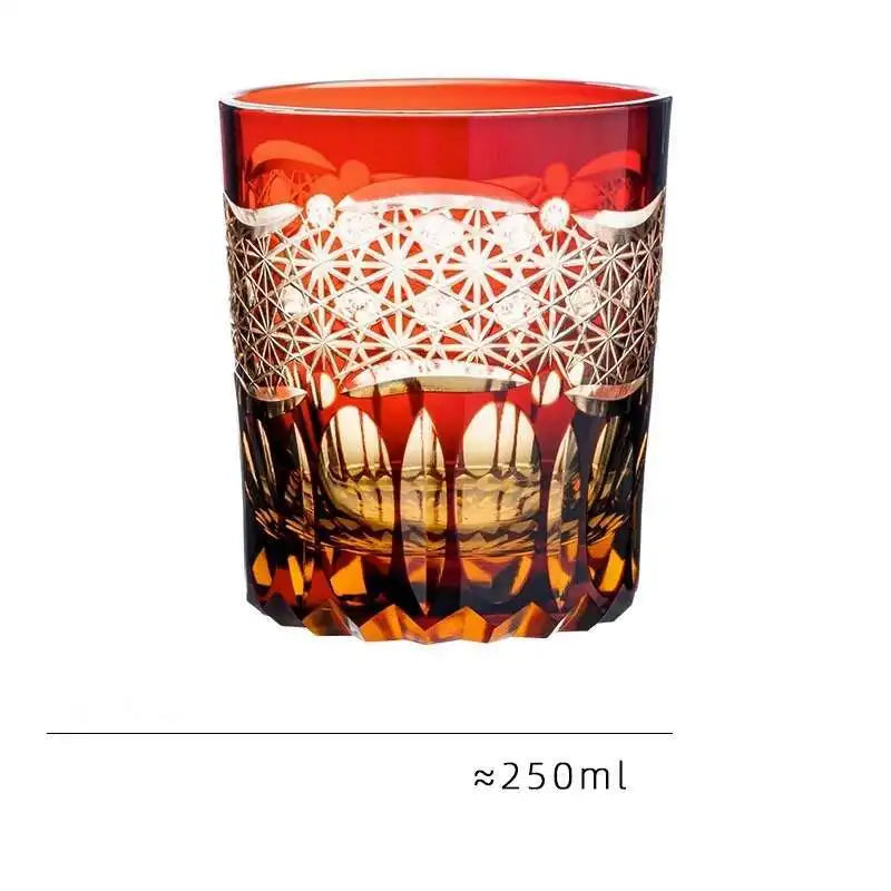 Japonês edo kiriko cristal ware copo de uísque hannd escultura nuvens sorte vidro vinho licor snifter caneca água melhor presente para o pai