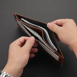 Moda masculina retro negócios carteira curta multi slot para cartão horizontal macio couro do plutônio carteira masculina