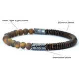 Nova pulseira de contas de coco masculina 6mm natural azul arenito tigre olhos pedra braclet chakra energia braslet yoga madeira brazalete