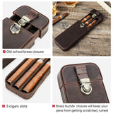 Caixa de charuto portátil de luxo com fivela de latão Humidor Cigar Box Estojo de couro para fumar Acessórios de armazenamento Compartimentos 3 ou 6 slots