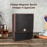 Genuine Crazy Horse Leather Travel Cigar Case, Humidor Box, Armazenamento para 4 Charutos, Acessórios para fumar