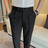 Calça monocromática de cintura alta, terno de negócio, slim fit, casamento formal, vestido social, design de cinto, moda verão, 38-28
