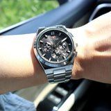 Mini foco moda masculina militar esporte relógio pulseira de aço inoxidável luminoso resistente à água relógio de pulso de quartzo com calendário1614