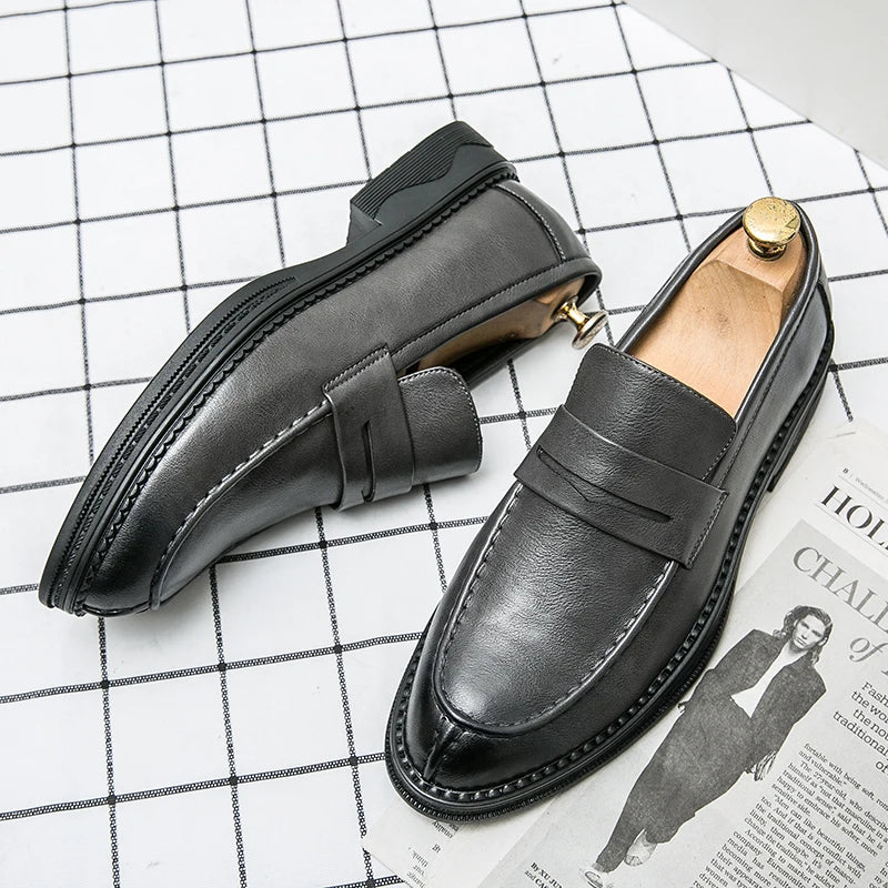 Sapatos de negócios de prata premium dos homens oxford sapatos de couro marca mocassins deslizamento em sapatos de casamento de alta qualidade sola macia sapatos vestido