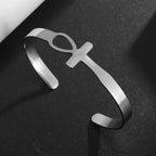 Pulseira de punho simples brilhante de dupla camada de aço inoxidável adequada para homens e mulheres pulseira de punho de duas cores joias de casal
