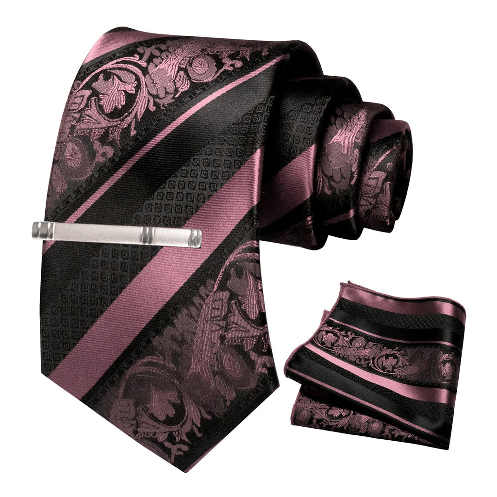 Clássico masculino floral gravata 8cm conjunto de gravata de seda bolso quadrado gravata clipe ternos de negócios acessórios noivo casamento cravat