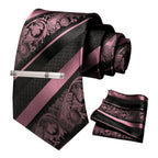 Clássico masculino floral gravata 8cm conjunto de gravata de seda bolso quadrado gravata clipe ternos de negócios acessórios noivo casamento cravat