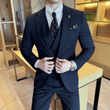 (Jaquetas + calças + colete) terno masculino listrado de luxo versão coreana moda elegante fino ajuste smoking formal noivo casamento ternos sociais