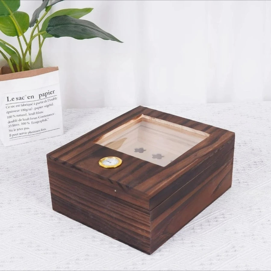 Umidificador de charutos de madeira elegante portátil caso de charuto umidificador higrômetro titular de charuto ideal para armazenamento de charutos acessórios para fumar