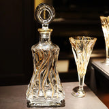 Conjunto De Vidro De Vinho Tinto Alto De Cristal, cristal Alto, uísque De Ouro