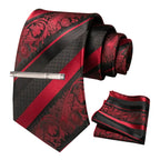 Clássico masculino floral gravata 8cm conjunto de gravata de seda bolso quadrado gravata clipe ternos de negócios acessórios noivo casamento cravat