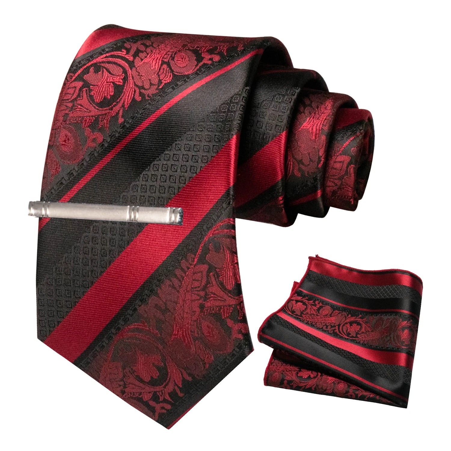 Clássico masculino floral gravata 8cm conjunto de gravata de seda bolso quadrado gravata clipe ternos de negócios acessórios noivo casamento cravat