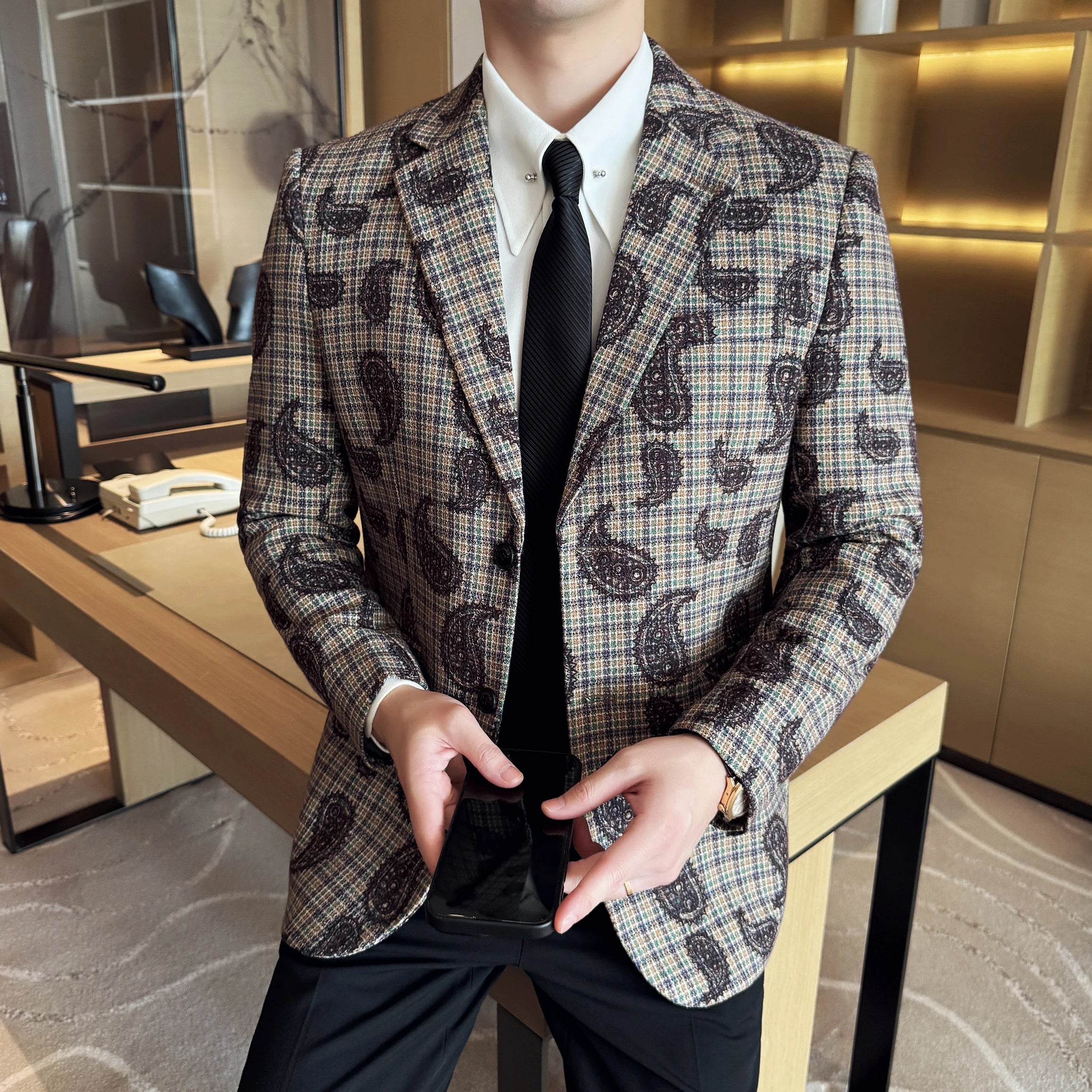 2025 moda bordado jacquard terno jaqueta estilo coreano fino ajuste negócios formal festa de formatura social smoking roupas masculinas 5xl-m