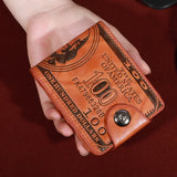 Carteiras masculinas com 100 dólares americanos padrão carteira de couro masculino walet foto cartão titular moda grande capacidade carteira bolsa saco