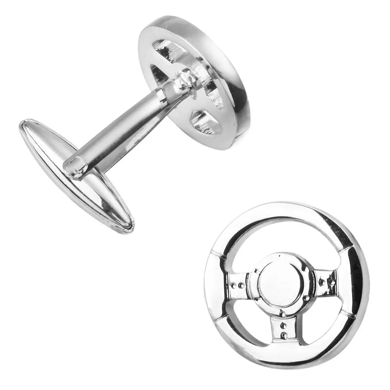 Abotoaduras de camisa francesa masculina, material de cobre, abotoaduras de volante de carro, acessórios de roupas da moda, atacado