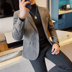 Estilo britânico cor sólida fino terno jaqueta masculina moda casual negócios blazers casacos de alta qualidade casamento social jaquetas elegantes