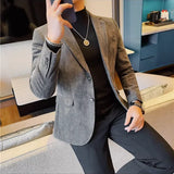 Estilo britânico cor sólida fino terno jaqueta masculina moda casual negócios blazers casacos de alta qualidade casamento social jaquetas elegantes