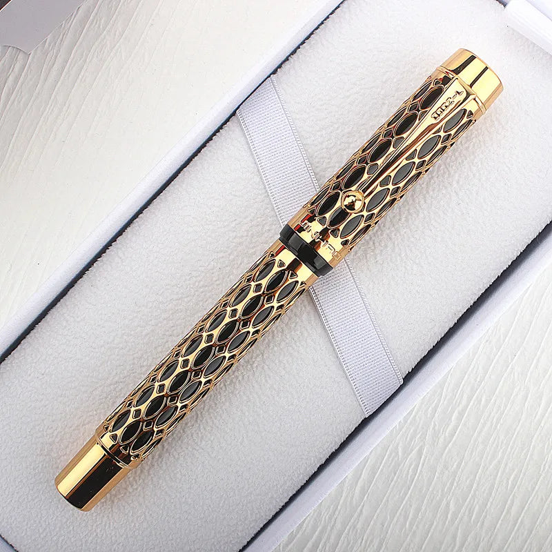 Jinhao Oco Out Caneta-tinteiro, Clipe Dourado, 18KGP Banhado a Ouro, M Nib, 0.7mm Tinta Resina, Escritório Empresarial Presente, Luxo, Novo, 100