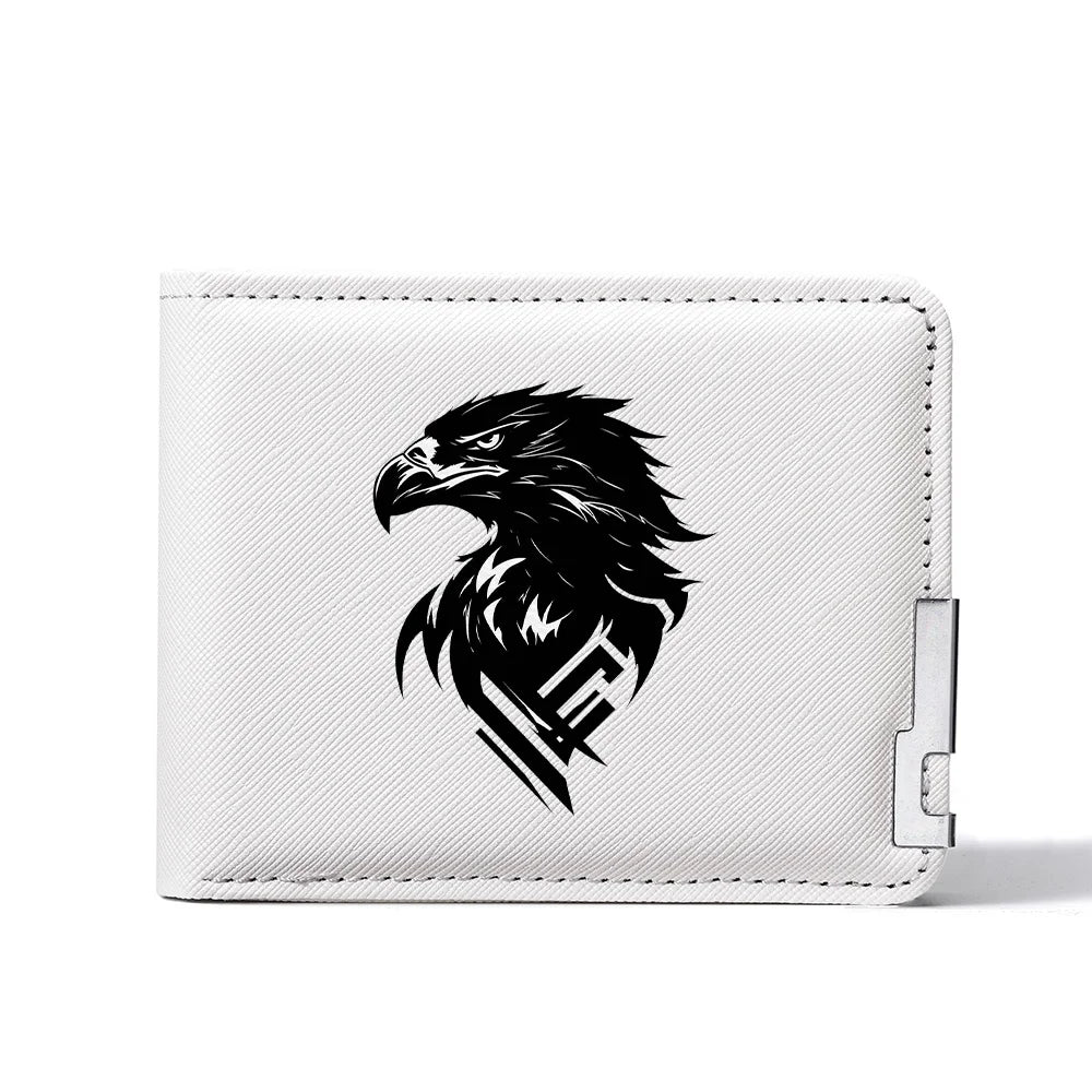 Carteira masculina de couro PU personalizada com estampa de águia carteira curta com vários slots