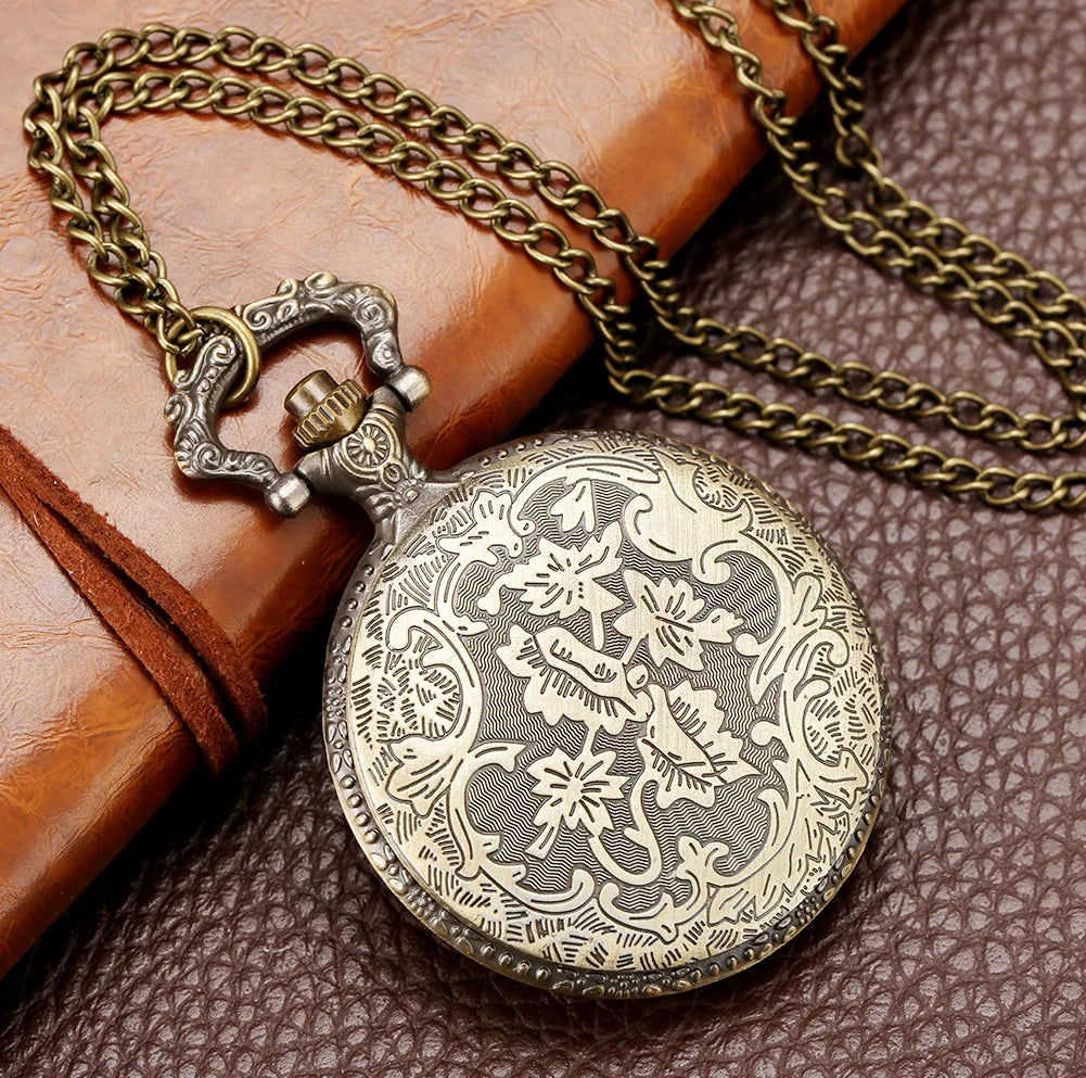 Bronze 12 signos do zodíaco antigo tigre animal relógio de bolso de quartzo antigas coleções chinesas colar de aniversário presente para homens