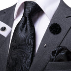 Gravata de negócios de seda azul claro sólido 2023 novo hi-tie designer gravata masculina luxo 8.5cm lenço abotoadura broche gravata de casamento para homem