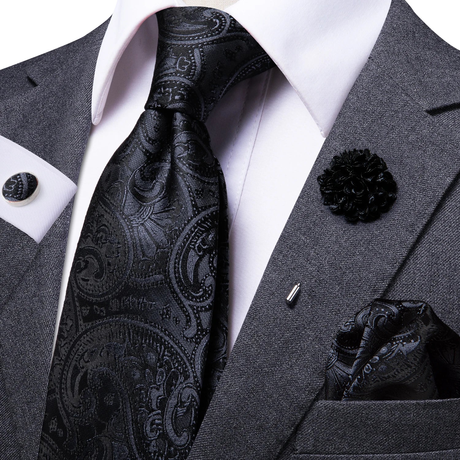 Gravata de negócios de seda azul claro sólido 2023 novo hi-tie designer gravata masculina luxo 8.5cm lenço abotoadura broche gravata de casamento para homem