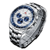 MINI FOCUS Moda Casual Relógio de Quartzo para Homens Relógio de Pulso Multifuncional com Mãos Luminosas Banda de Aço Cronógrafo Calendário Data