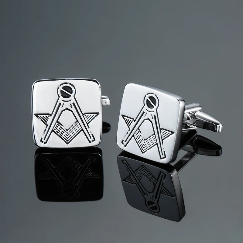 Abotoaduras maçônicas para homens, camisa francesa polida esmalte, material de cobre, marca de moda, acessórios, atacado