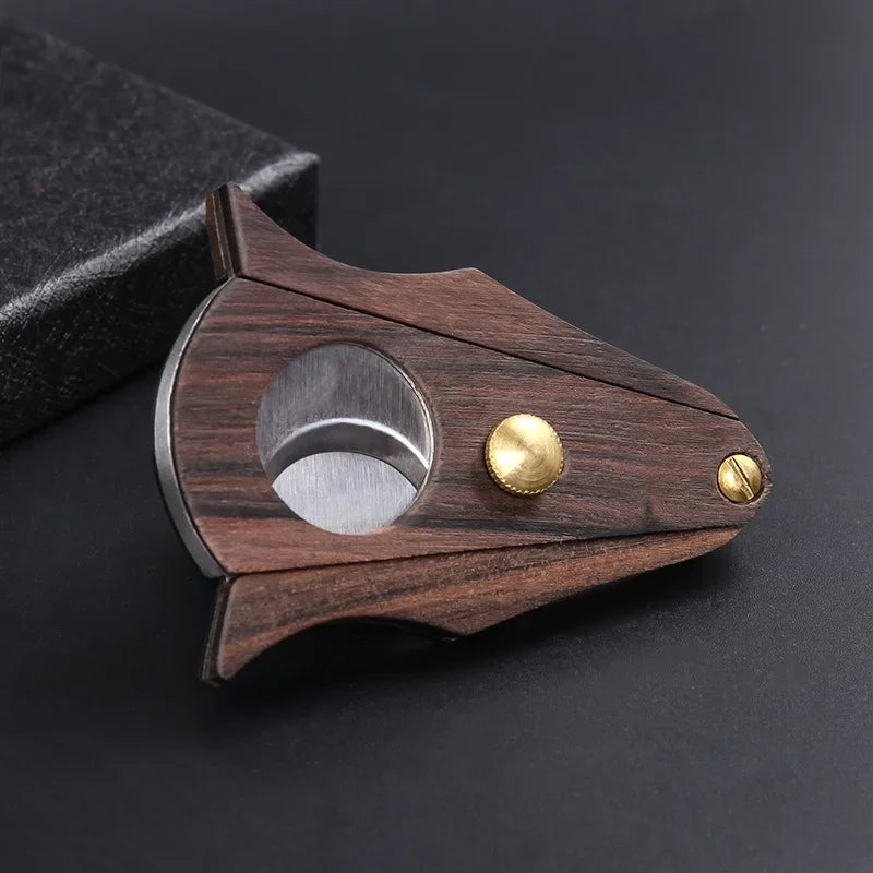 Faca de charuto de sândalo com bordas duplas e tesoura de charuto em forma de morcego personalizada acessórios ferramenta portátil
