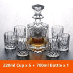 Garrafa De Vinho De Vidro De Cristal + Copos, Vinho Decanter, Uísque, Liqour Pourer, Home Bar, Vodka Beer Bottle Jar, JR, 7Pcs Set