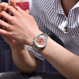 Pagani design novo relógio masculino semana exibição de aço inoxidável relógio de quartzo masculino 100m à prova dwaterproof água grande caixa de presente embalagem requintada