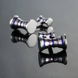 Abotoaduras de camisa francesa masculina, Material Cobre, Cilíndrico, Azul, Roxo, Martelo, Marca Fashion, Acessórios de Vestuário