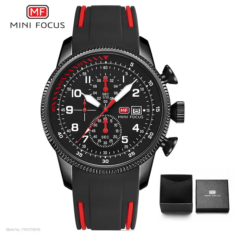 Mini foco esporte relógio de quartzo para homens moda à prova dwaterproof água cronógrafo relógio de pulso com pulseira de silicone azul data automática luminosa 0379