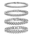 Vnox-Pulseiras de Corrente Cubana para Homens e Mulheres, Aço Inoxidável Sólido, Pulseira Curb Link, Jóias, 6mm, 8mm, 10mm, 12mm