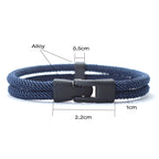 Nova moda masculina pulseira fio dupla camada destacável combinando empilhável braslet acessórios de lazer hombre erkek bileklik