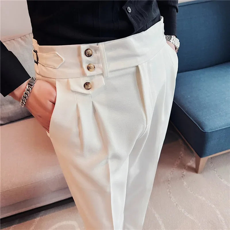 Calça Social Masculina Slim Fit Cintura Alta
