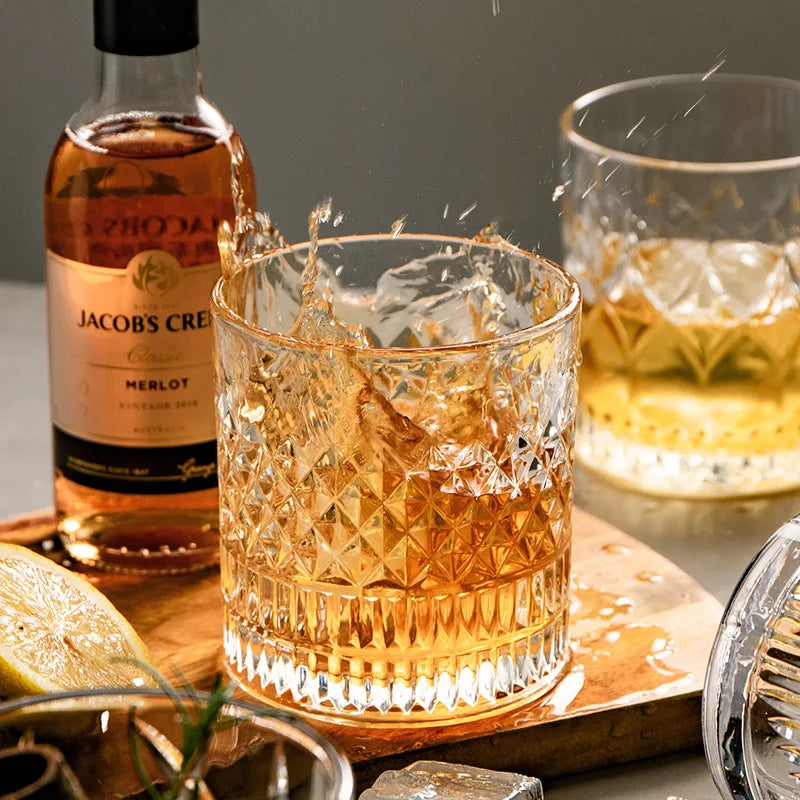 Copo de uísque 3D Relief, Copo de vinho vodca, Coquetel, Copo de cerveja, moda antiga brilhante, estilo europeu moderno, Aurora brilhante