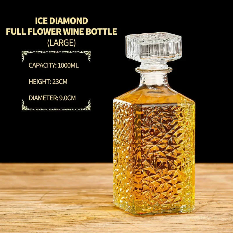 Dispensador de decantador quadrado de alta qualidade, 800-1000ml, garrafa de vidro de cristal, vinho com tampa de parafuso, aerador, espelho, jarro, presente, decoração de bar