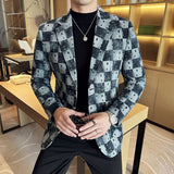 Nova alta qualidade denim jacquard terno jaqueta masculina fino ajuste negócios social formal terno casacos tailcoats roupas masculinas 4xl-m