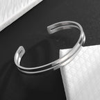 Pulseira de punho simples brilhante de dupla camada de aço inoxidável adequada para homens e mulheres pulseira de punho de duas cores joias de casal