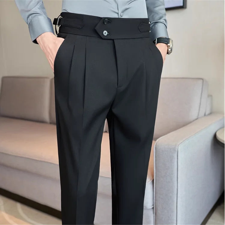 Calça Social Masculina Slim Fit Cintura Alta