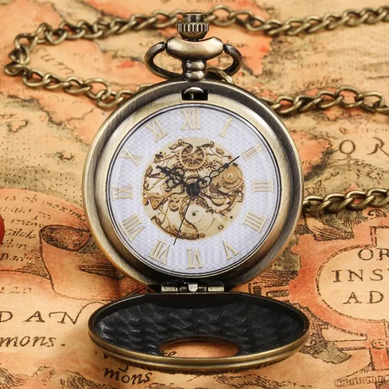 Retro Oco Esqueleto Engrenagem com Design Escultura 3D, Antique Bronze Pocket Watch, Dial Padrão, Alloy Relógio, Jóias Cadeia, cintura grossa