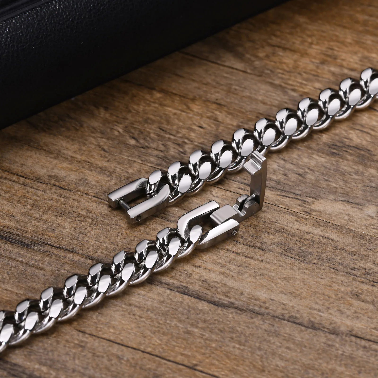 Vnox-Pulseiras de Corrente Cubana para Homens e Mulheres, Aço Inoxidável Sólido, Pulseira Curb Link, Jóias, 6mm, 8mm, 10mm, 12mm